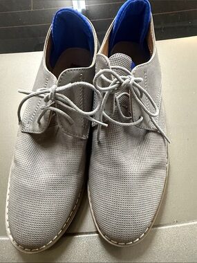 Steve Madden Grey Suede Perforated Derby Shoes with Blue Lining